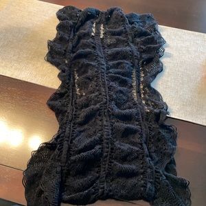 Black knit lace infinity scarf.
